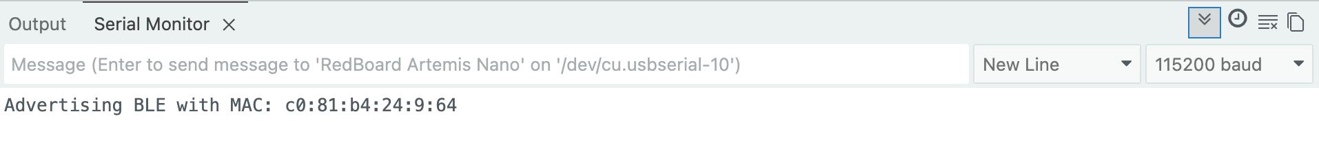 BLE MAC address printed in Arduino serial monitor