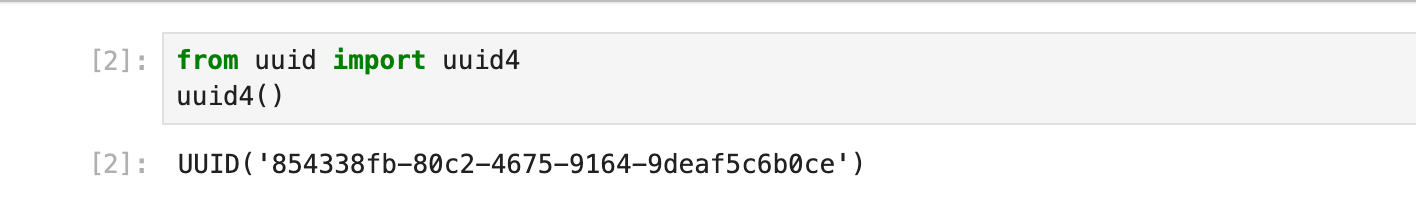 UUID generated using Python uuid4()