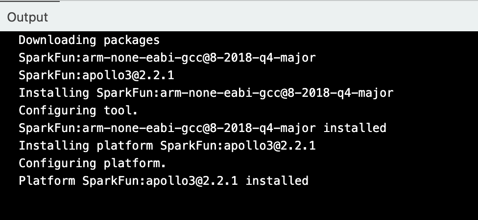 Arduino IDE SparkFun Apollo3 installation output