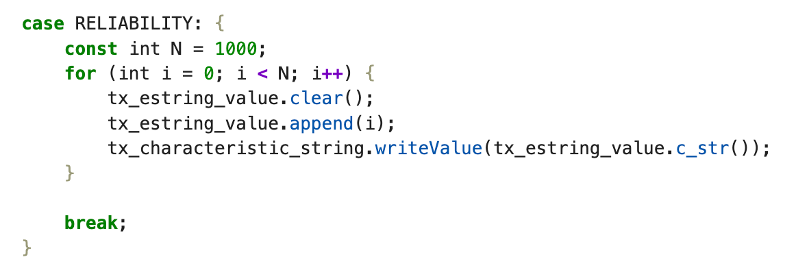 Artemis reliability test Arduino code
