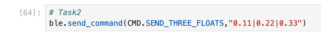 Jupyter sending three floats over BLE