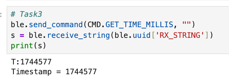 Timestamp printed via BLE notification