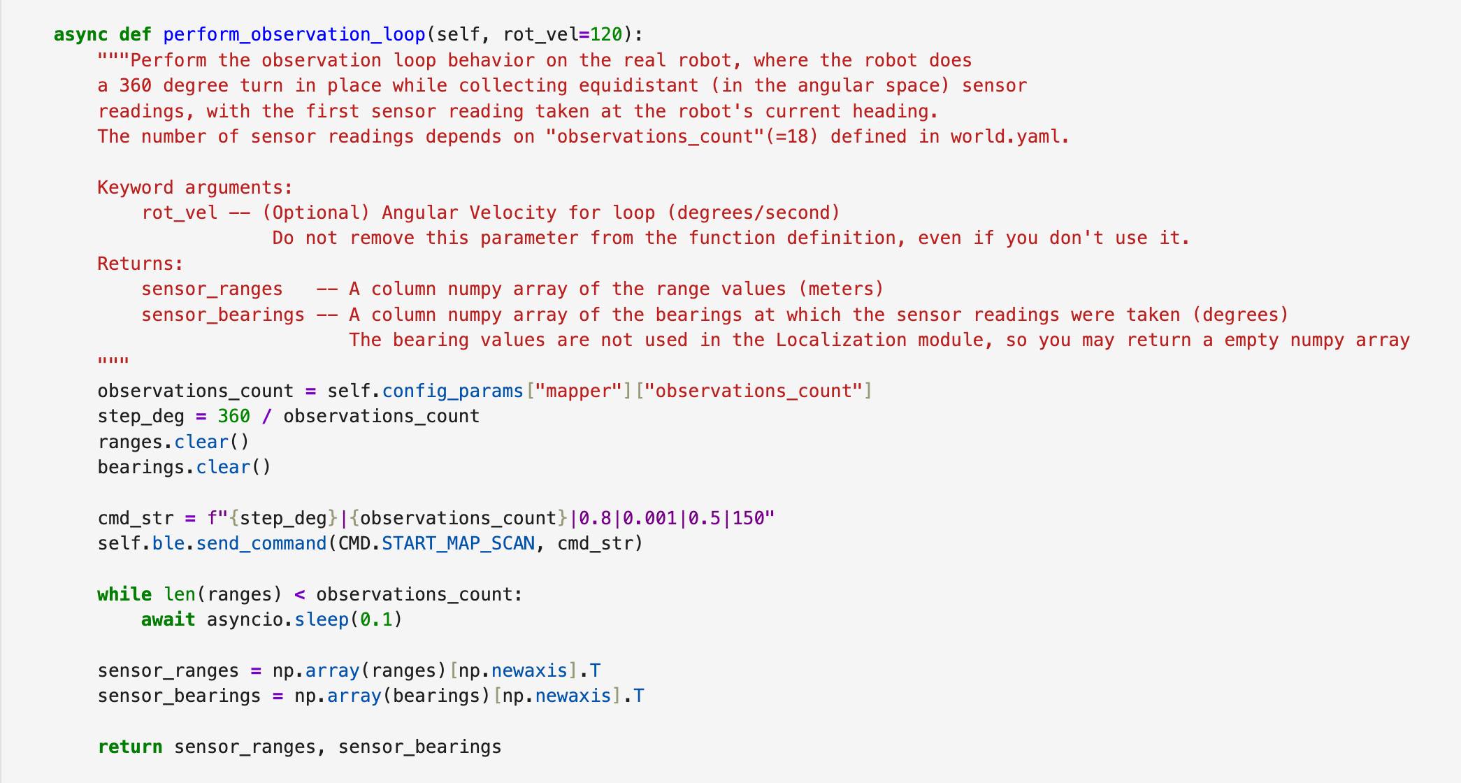 Lab 11 perform observation loop code
