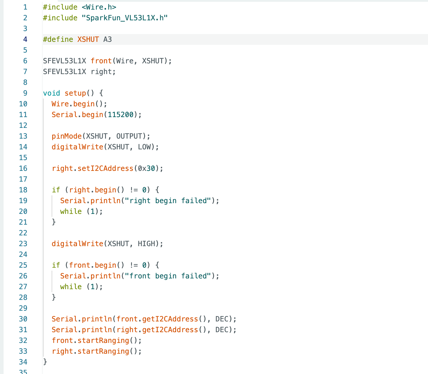 Dual ToF initialization code