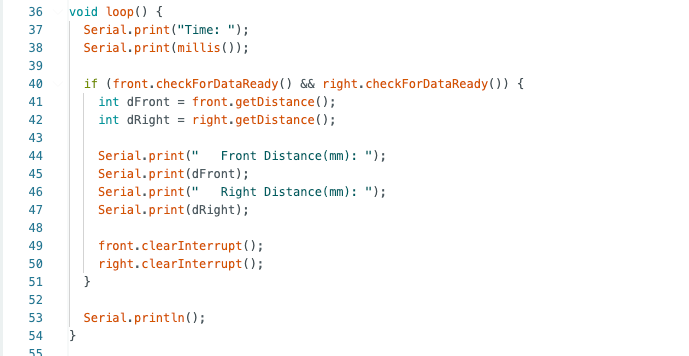 ToF sensor speed measurement code