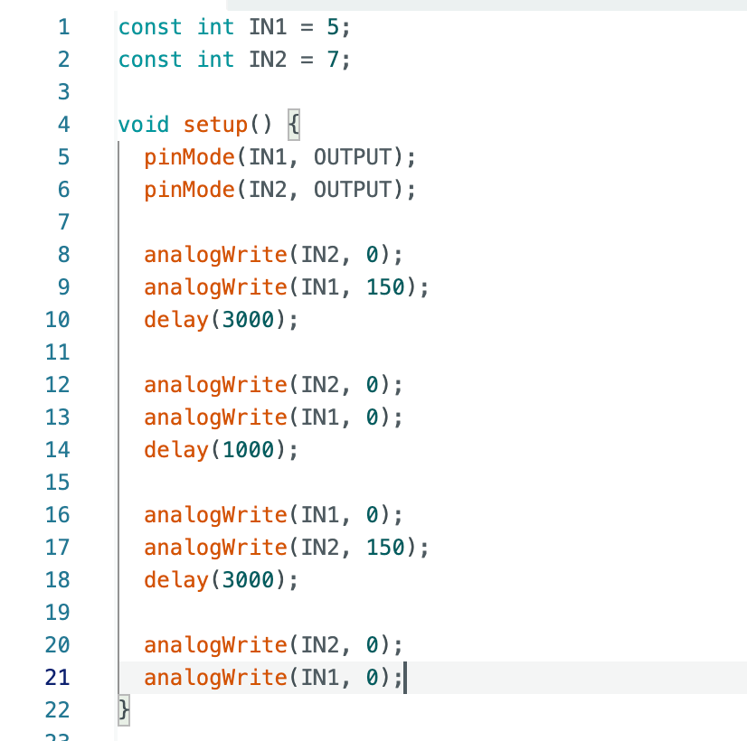 Left Wheel Motor Control Code