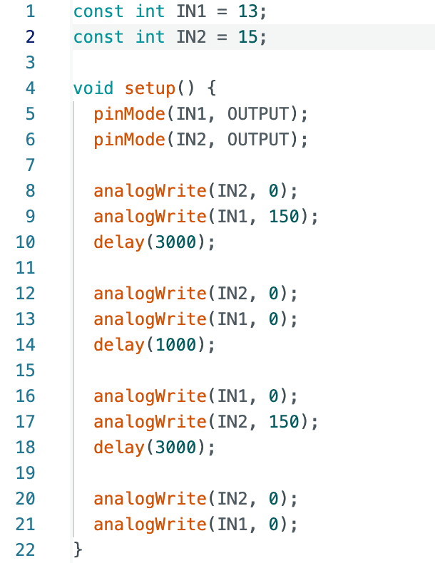 Left Wheel Motor Control Code