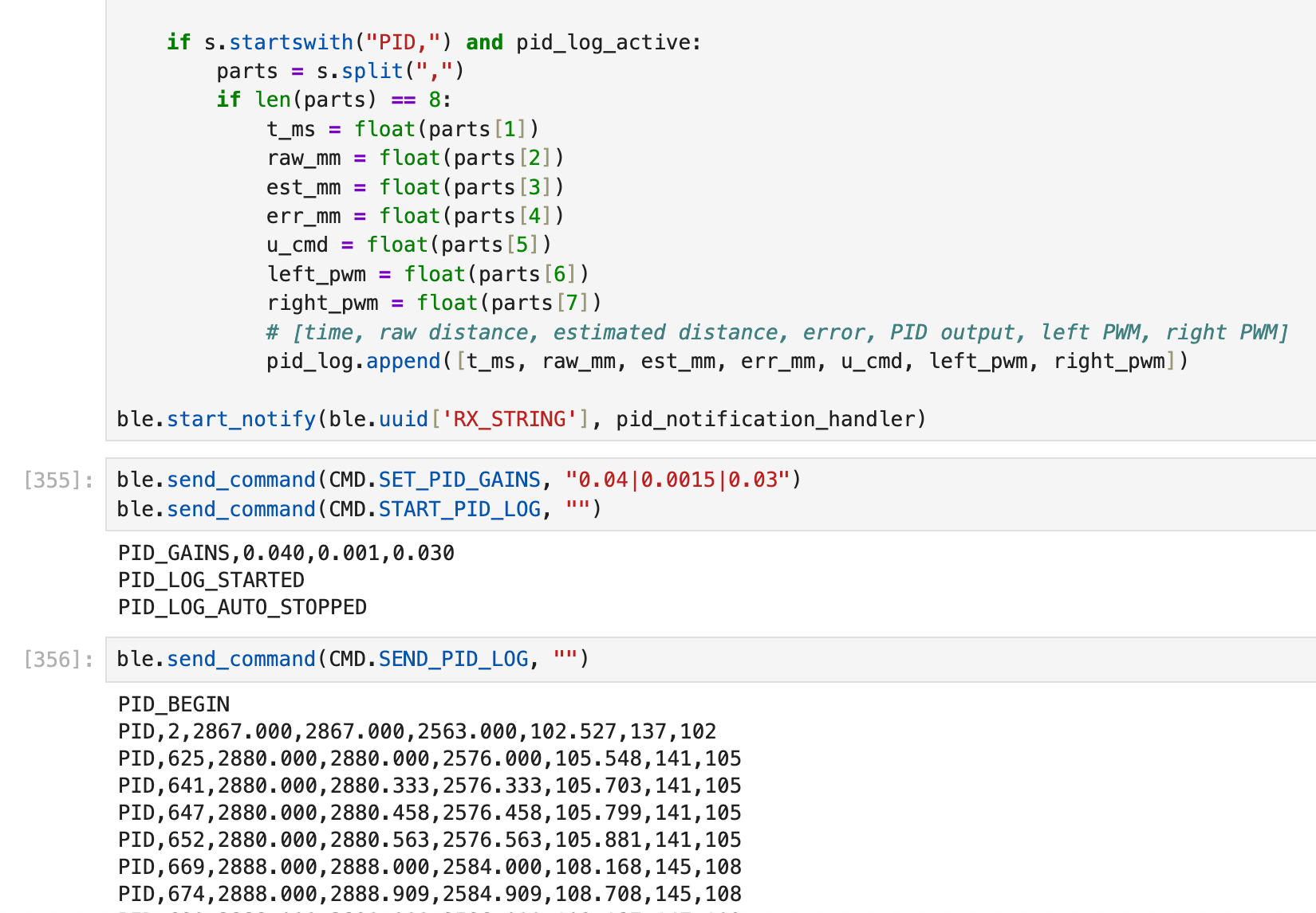BLE PID Communication and Data Logging
