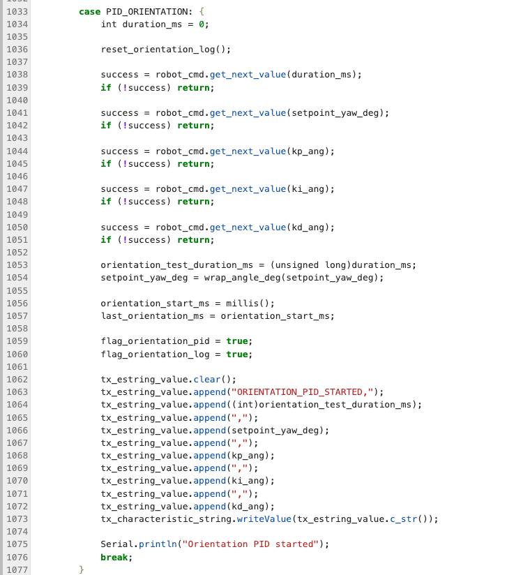 Orientation PID Command Handling